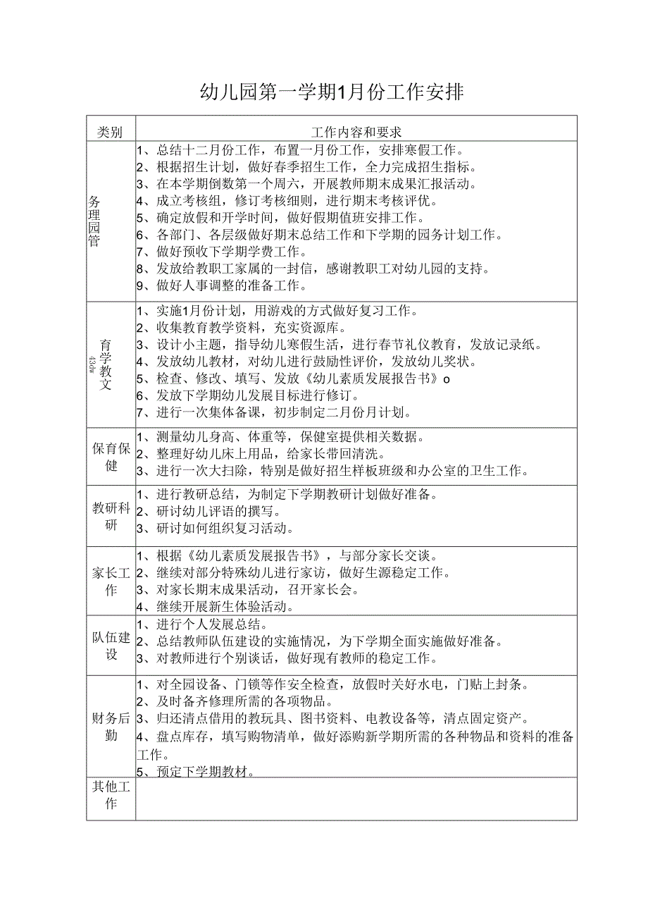 幼儿园1至6月份工作安排.docx_第1页