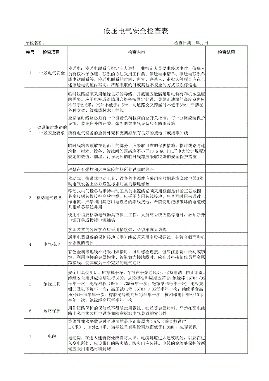 低压电气安全检查表.docx_第1页