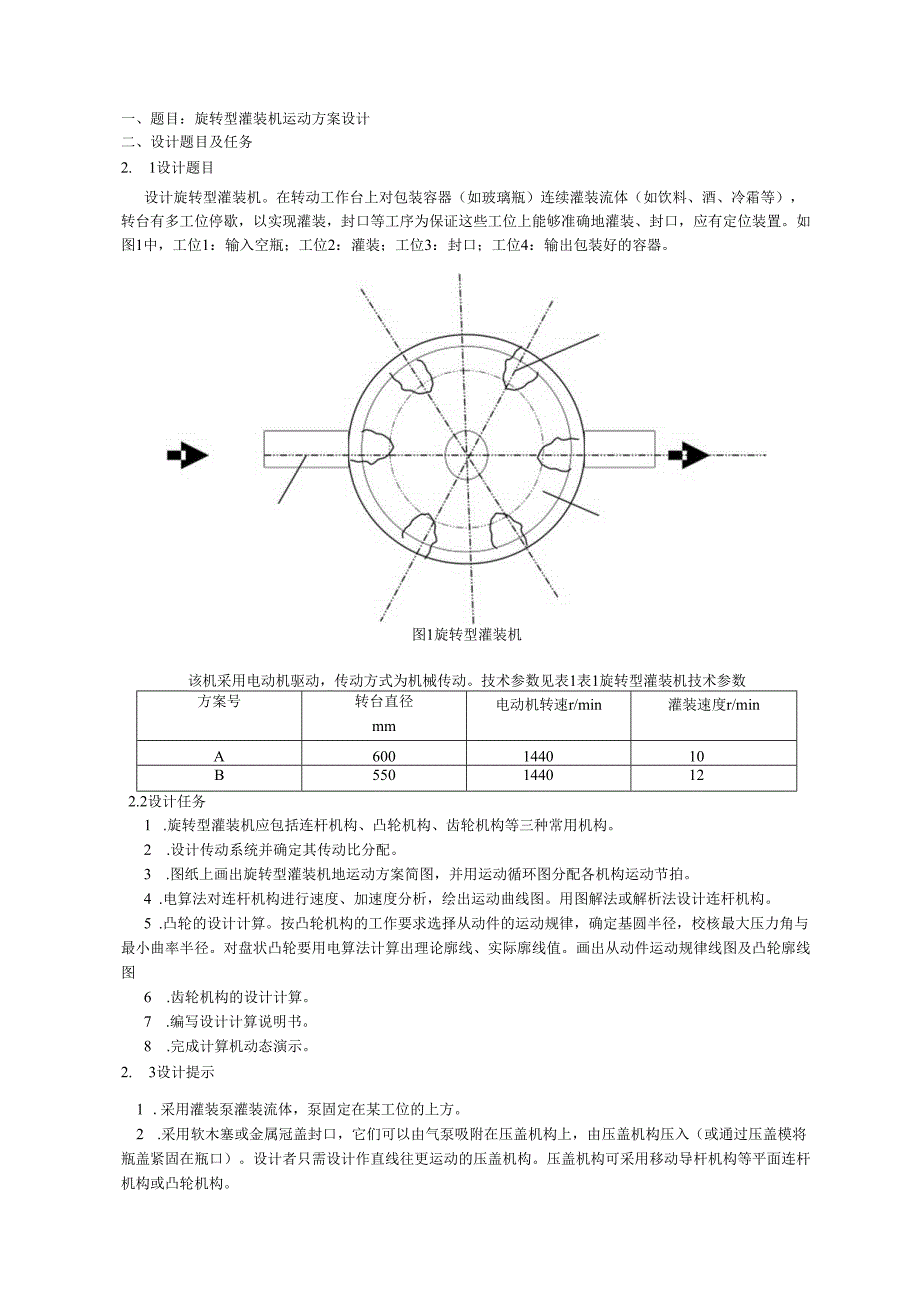 机械原理专业课程设计 旋转型灌装机运动方案设计和实现.docx_第2页