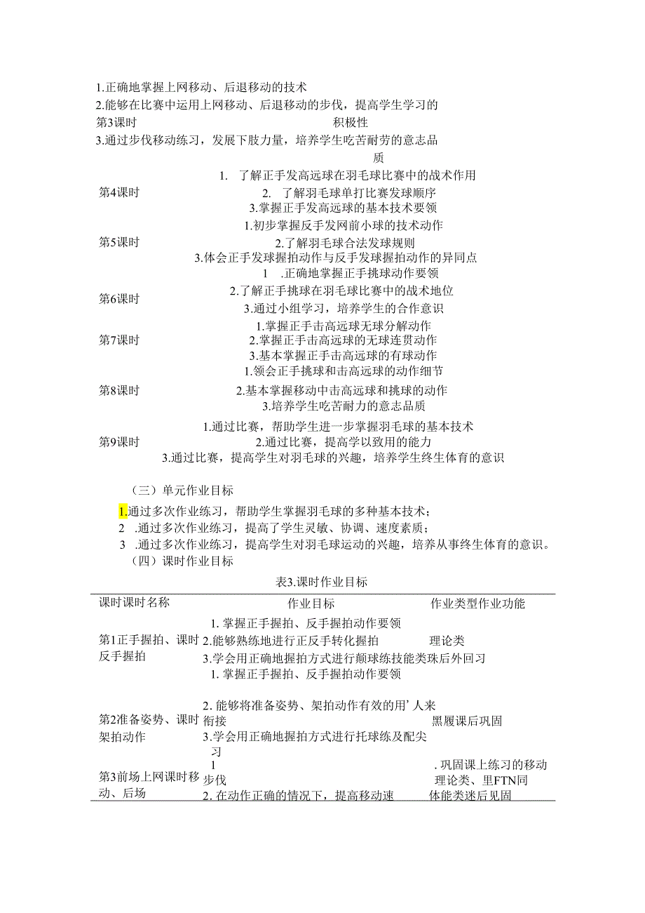 人教版体育九年级上册《羽毛球》单元作业设计 (优质案例17页).docx_第3页