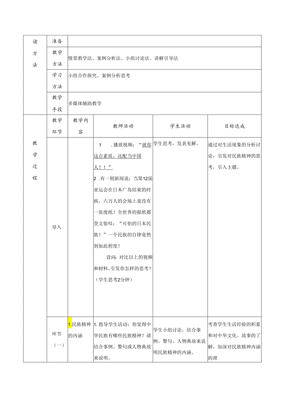 9年级上册道德与法治部编版教案《凝聚价值追求》 .docx_第2页