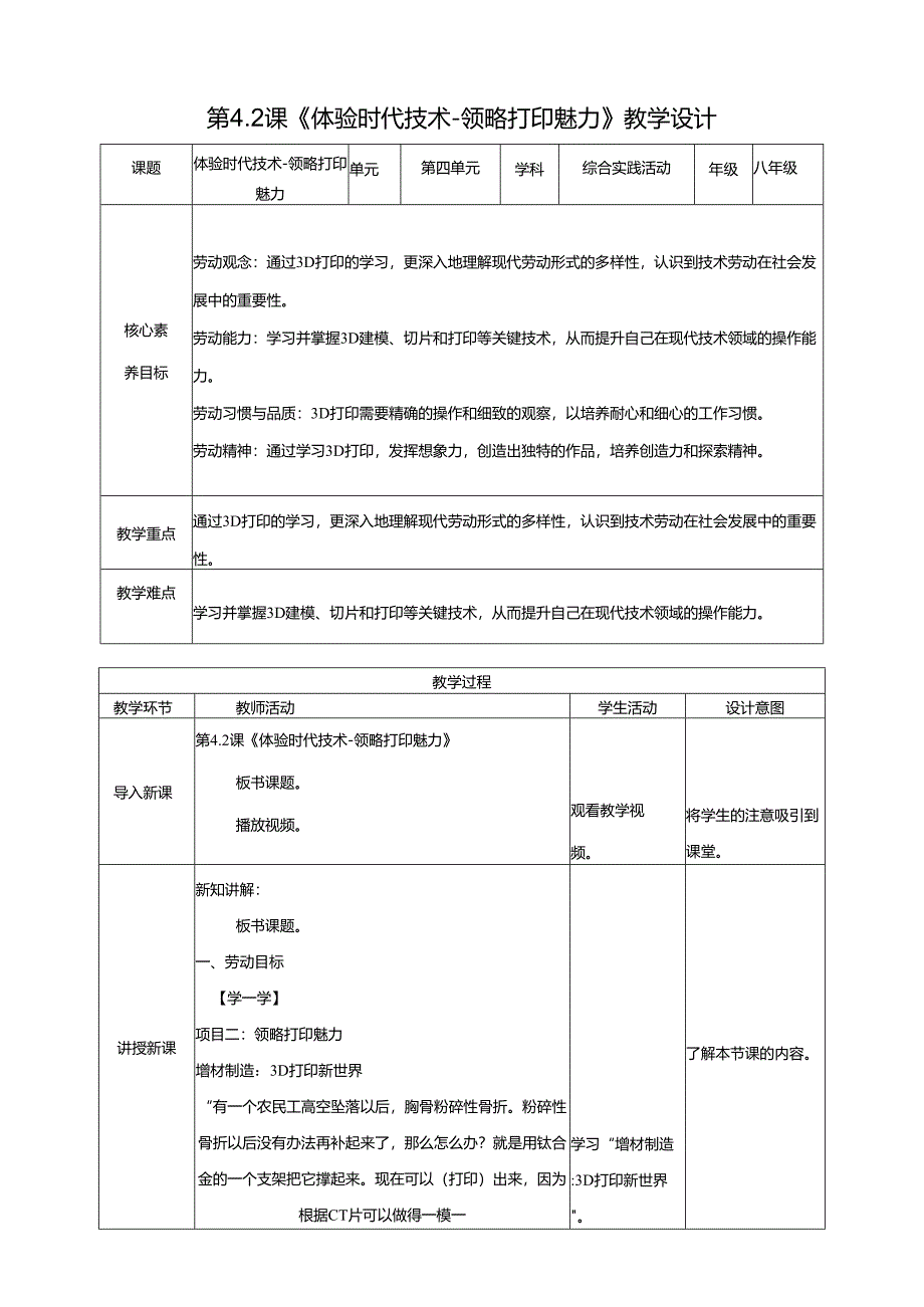 湘人版劳动实践八年级下册任务四项目2《领略打印魅力》 教案.docx_第1页