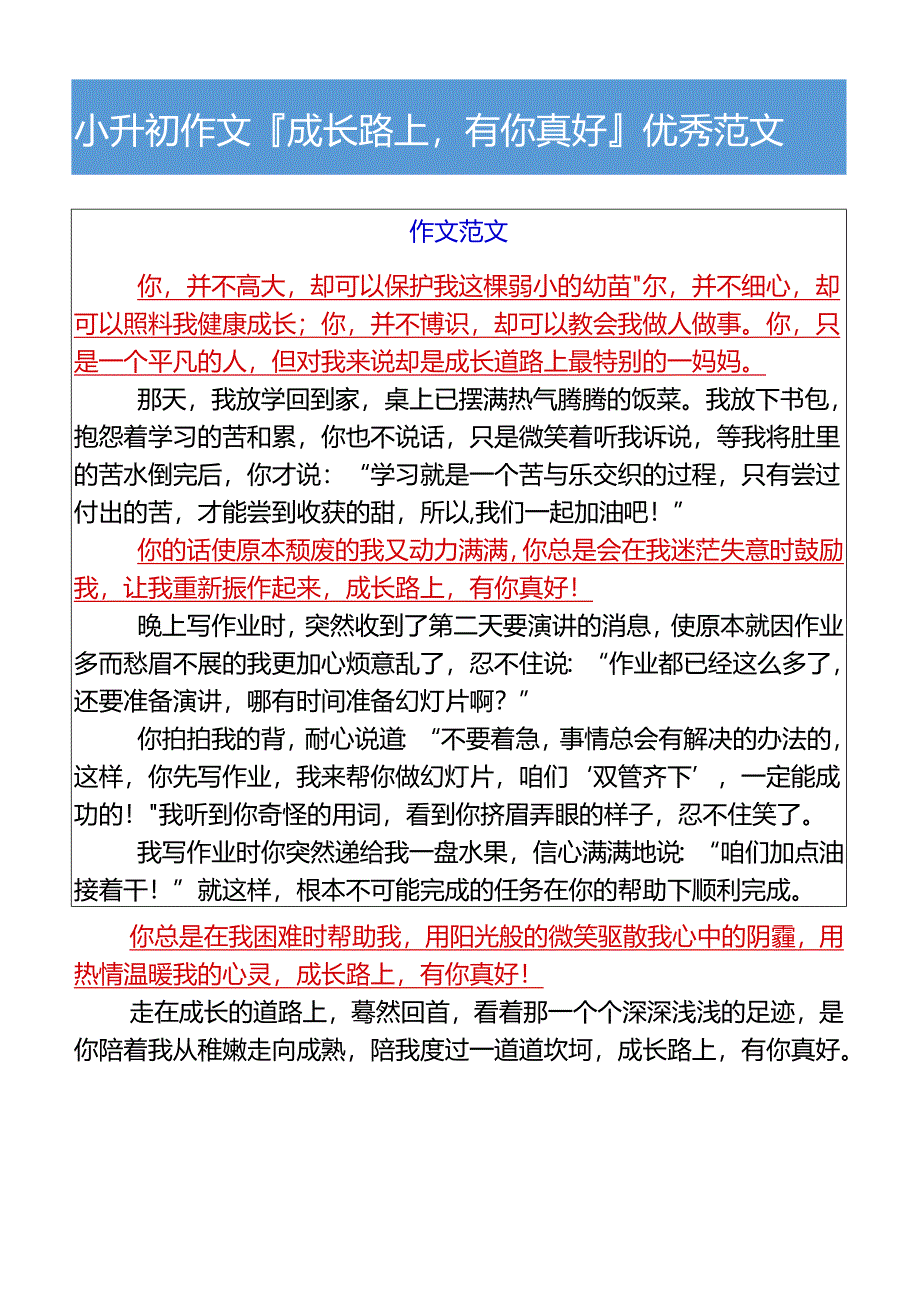 小升初作文成长路上有你真好优秀范文.docx_第2页