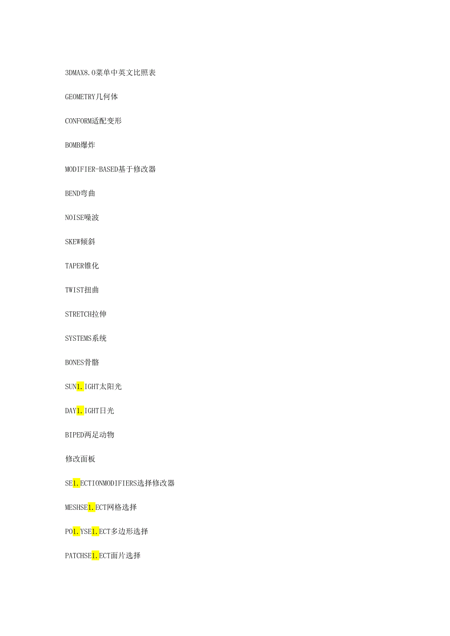 3dmax80中英文对照表.docx_第1页