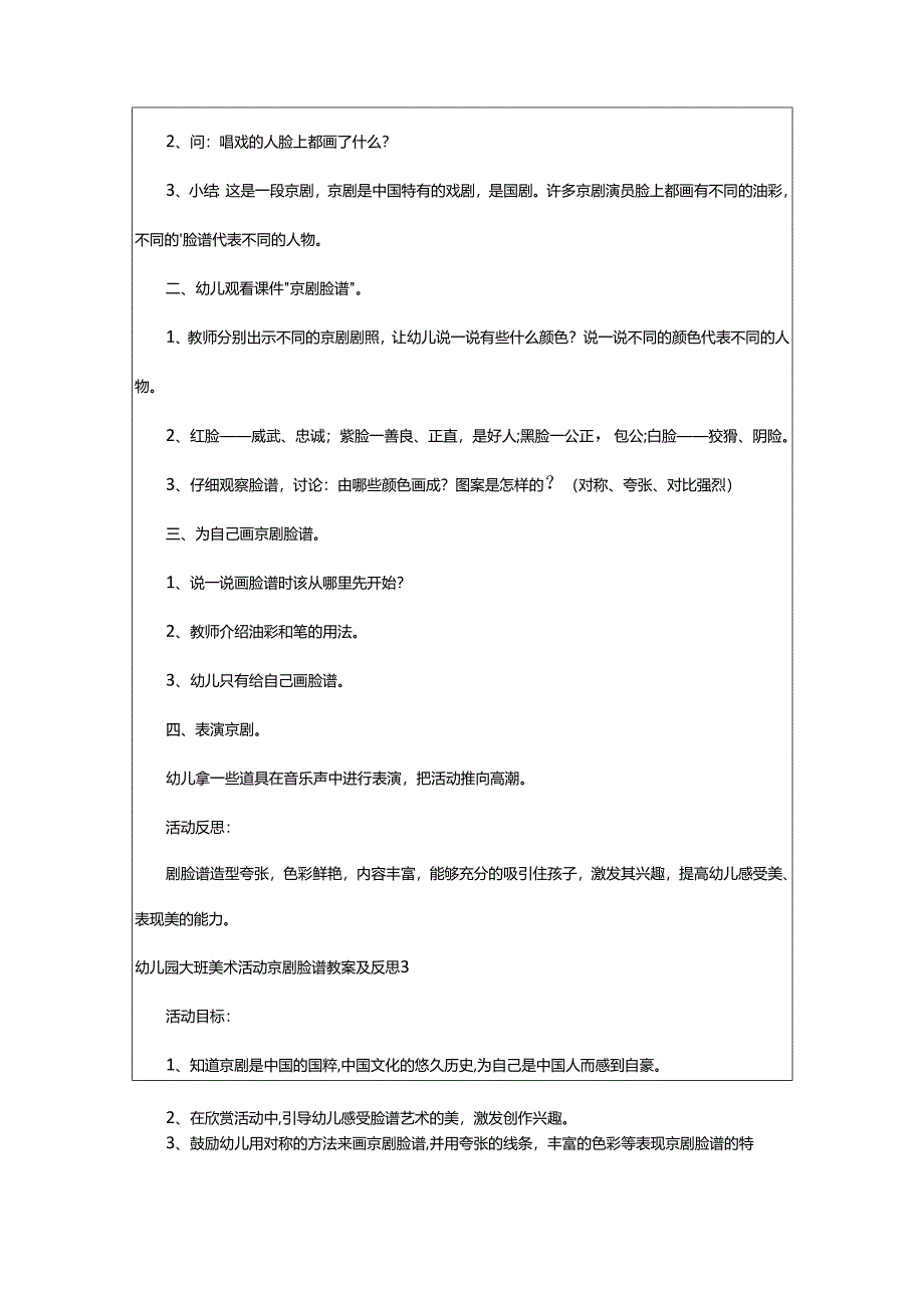 2024年幼儿园大班美术活动京剧脸谱教案及反思.docx_第3页