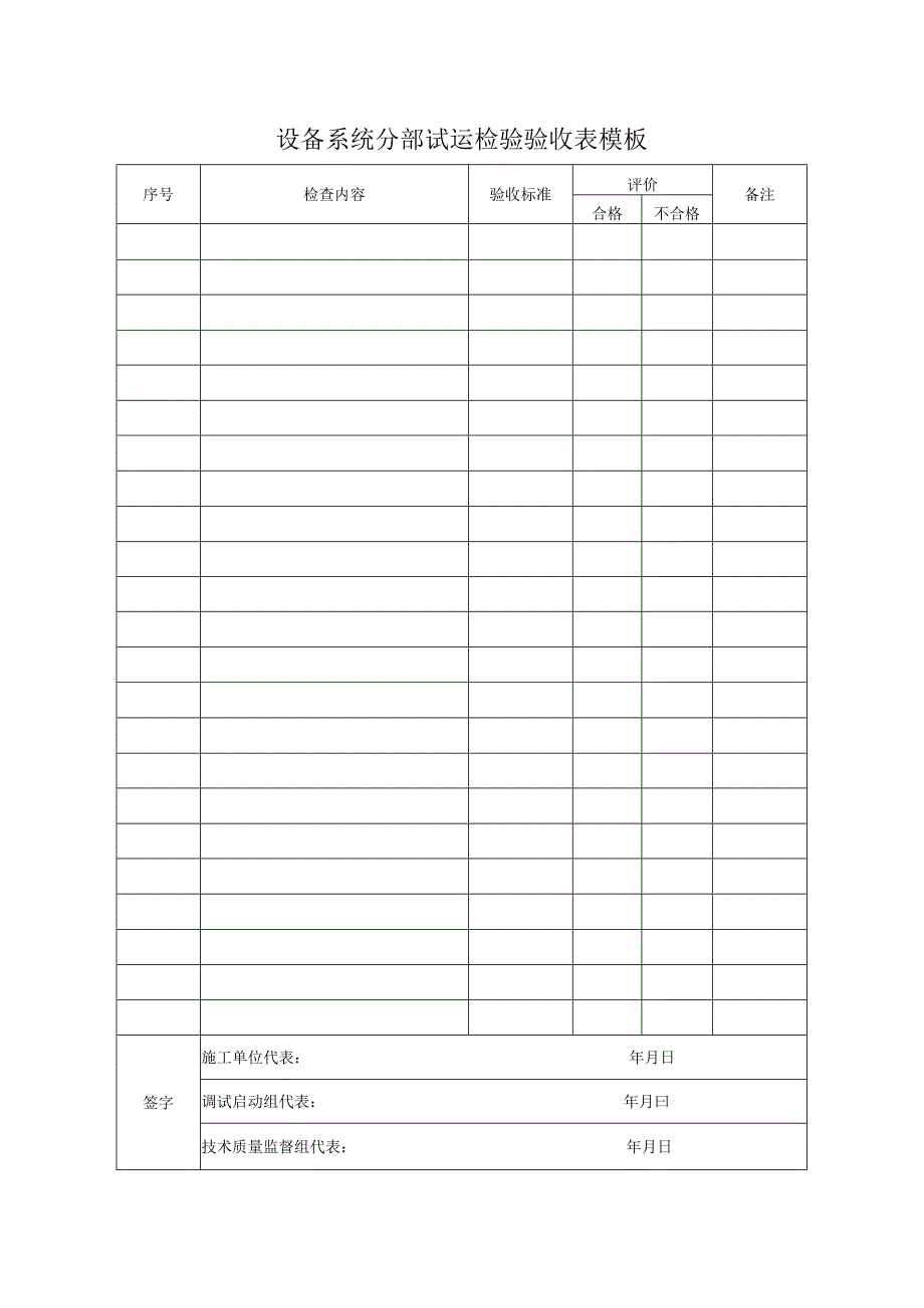 设备系统分部试运检验验收表模板.docx_第1页