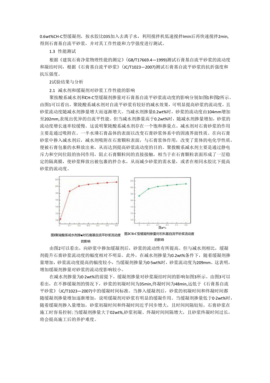 减水剂和缓凝剂对石膏基自流平砂浆性能影响探讨.docx_第2页