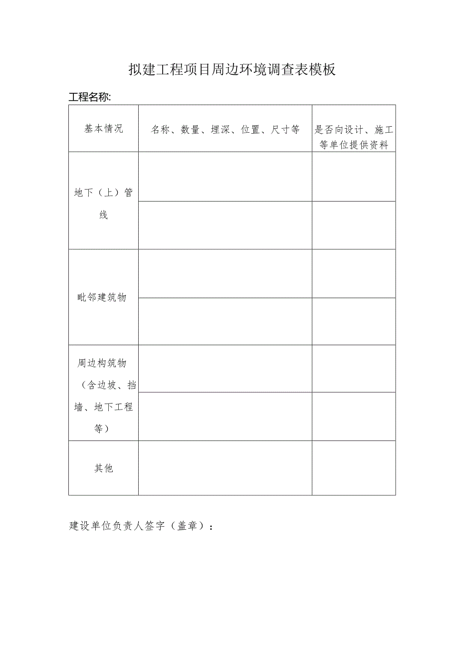 拟建工程项目周边环境调查表模板.docx_第1页