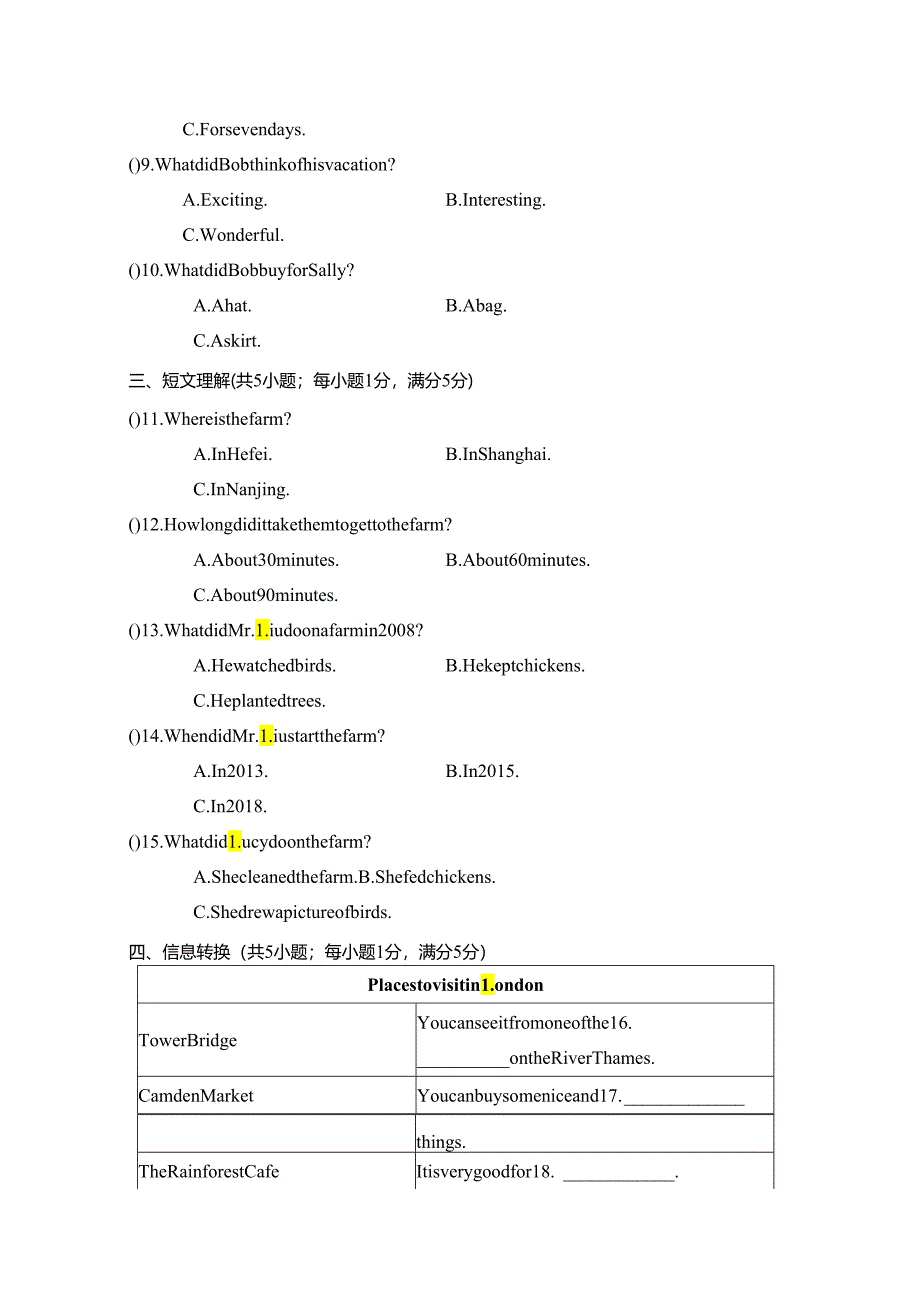 Unit 1 Where did you go on vacation单元过关卷（含答案及听力原文无音频）.docx_第2页