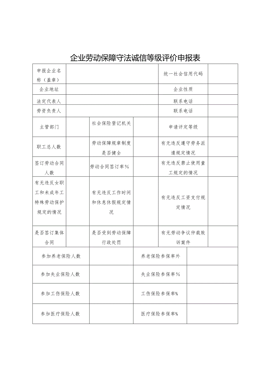 企业劳动保障守法诚信等级评价申报表.docx_第1页