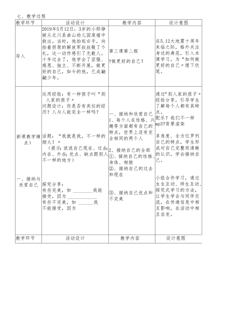 人教版《道德与法治》七年级上册：3.2 做更好的自己 教案.docx_第2页