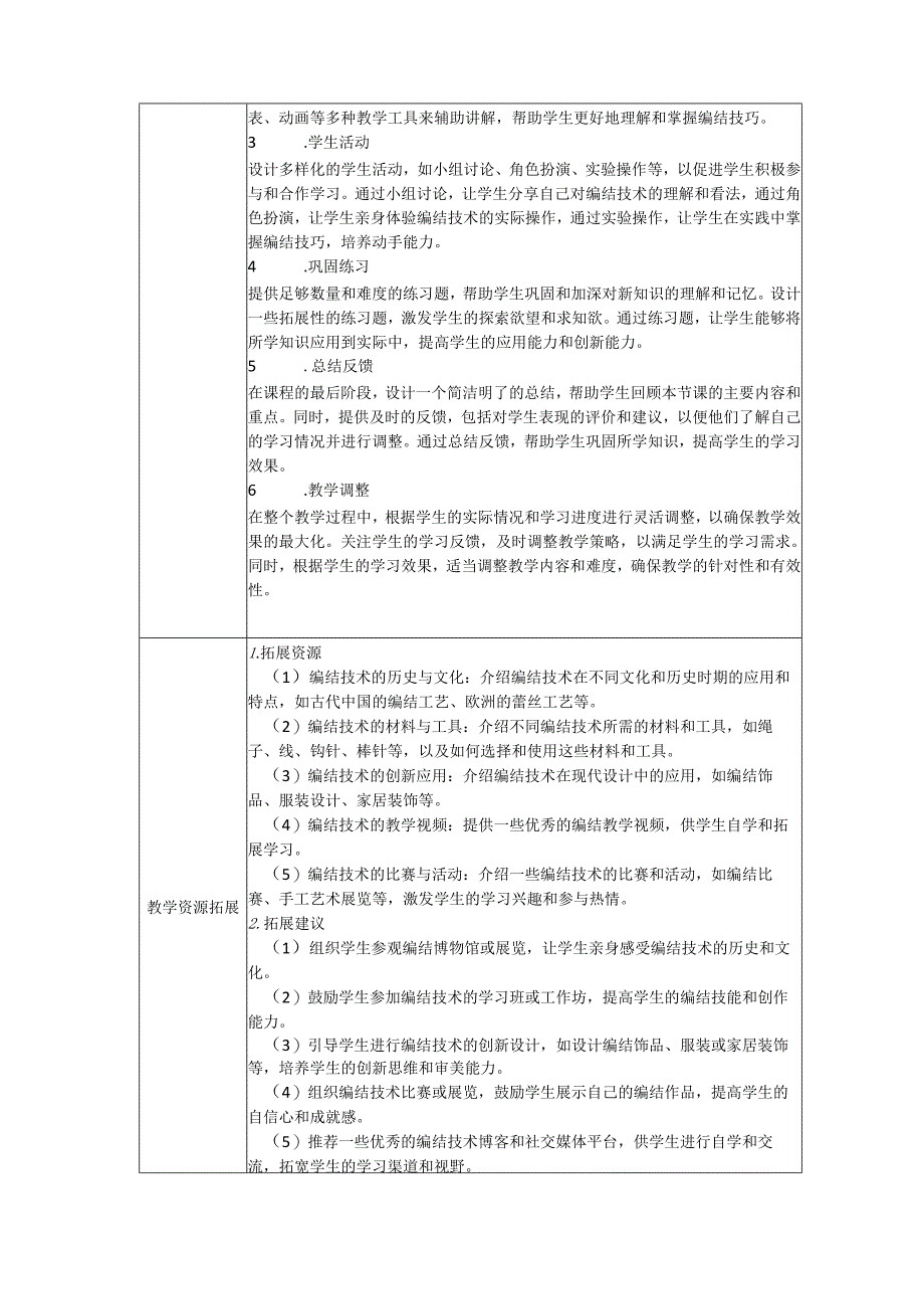 第二单元第2课 编结技术 教学设计 2023—2024学年人教版初中美术九年级上册.docx_第3页