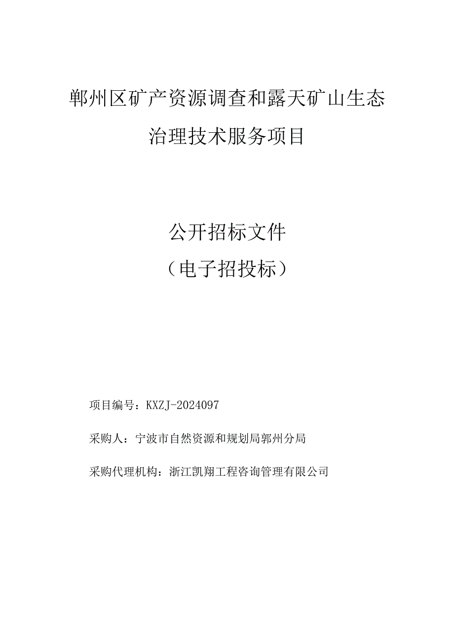 矿产资源调查和露天矿山生态治理技术服务项目招标文件.docx_第1页