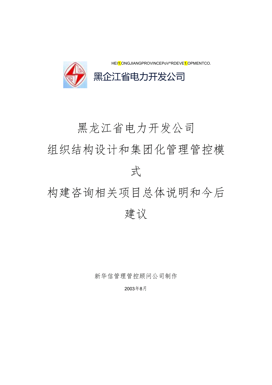 X电力企业组织设计和集团化管理模式咨询.docx_第1页