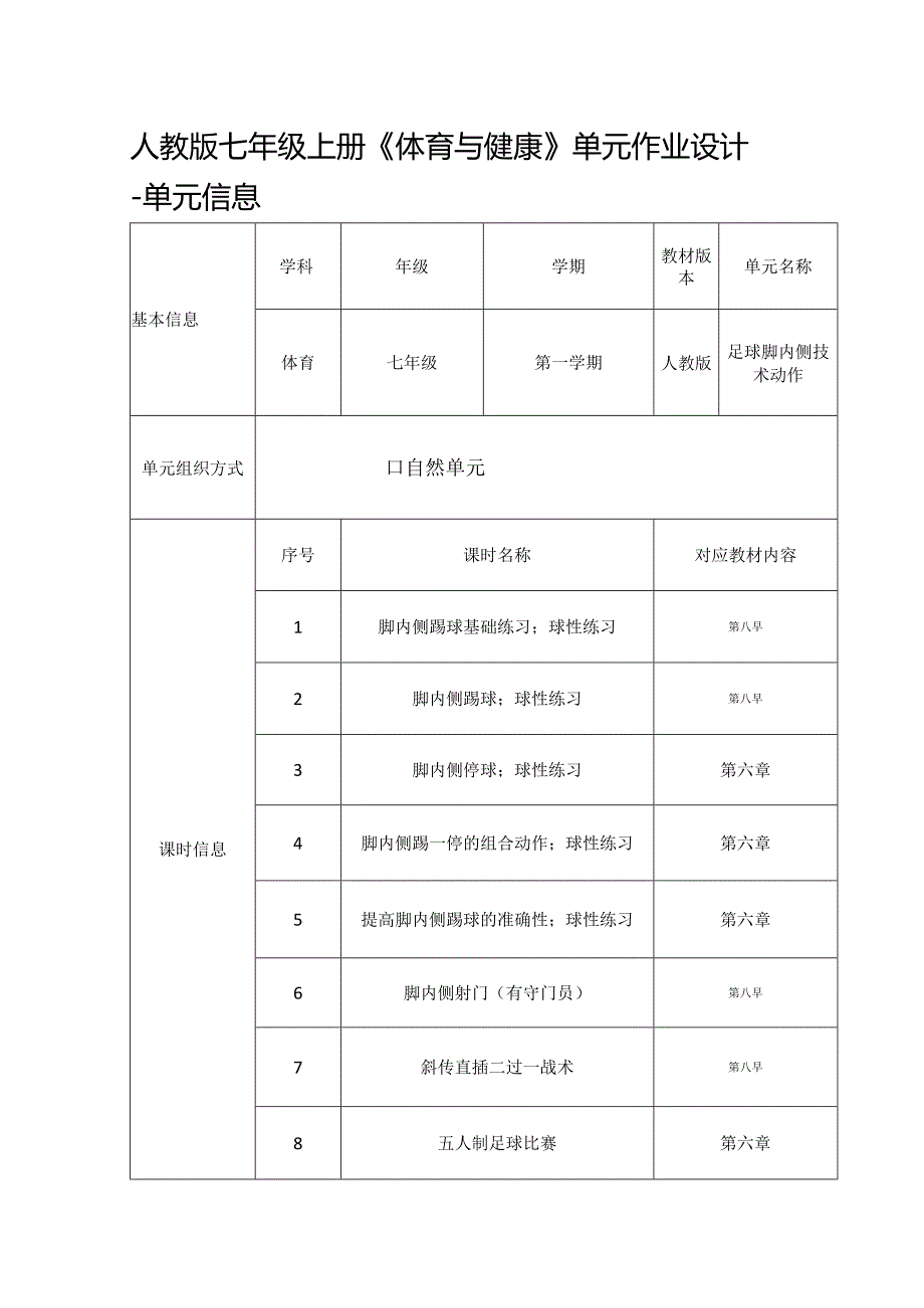 人教版七年级上册《体育与健康》单元作业设计 (优质案例32页).docx_第1页