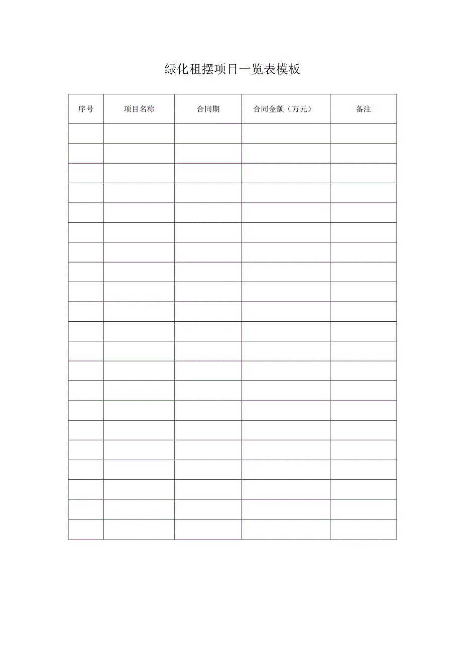 绿化租摆项目一览表模板.docx_第1页