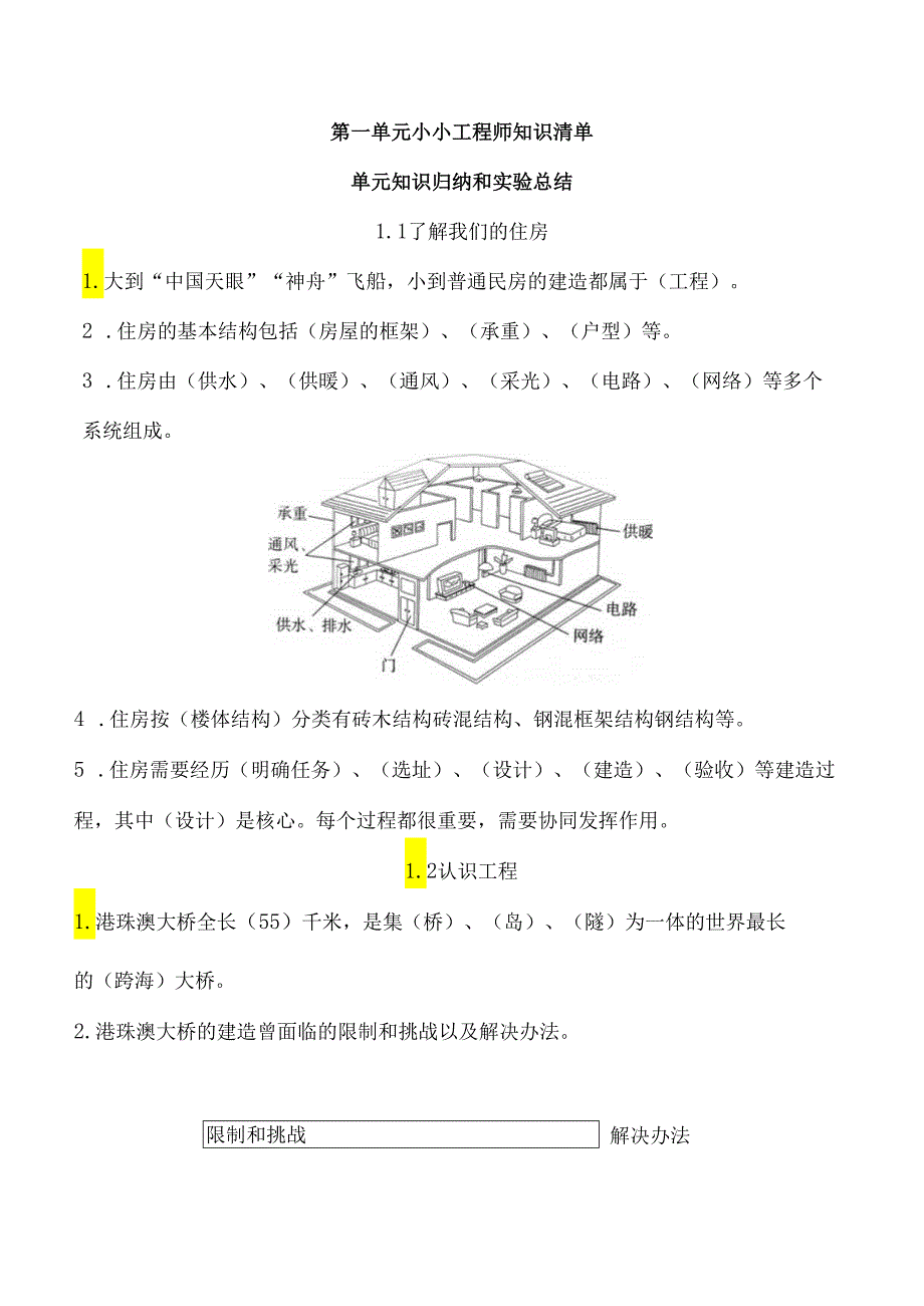 第一单元 小小工程师 知识清单 科学六年级下册（教科版）.docx_第1页