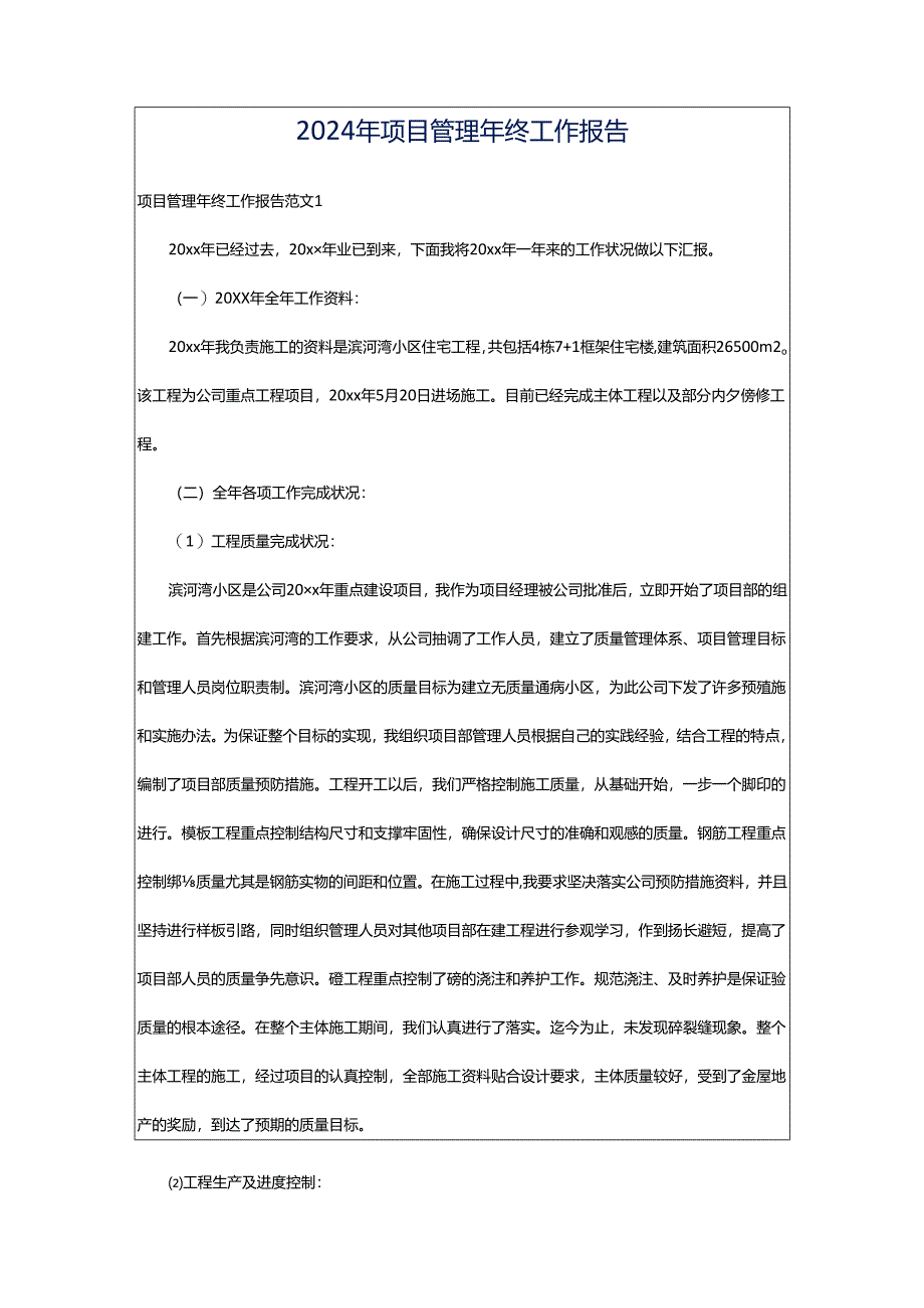 2024年项目管理年终工作报告.docx_第1页