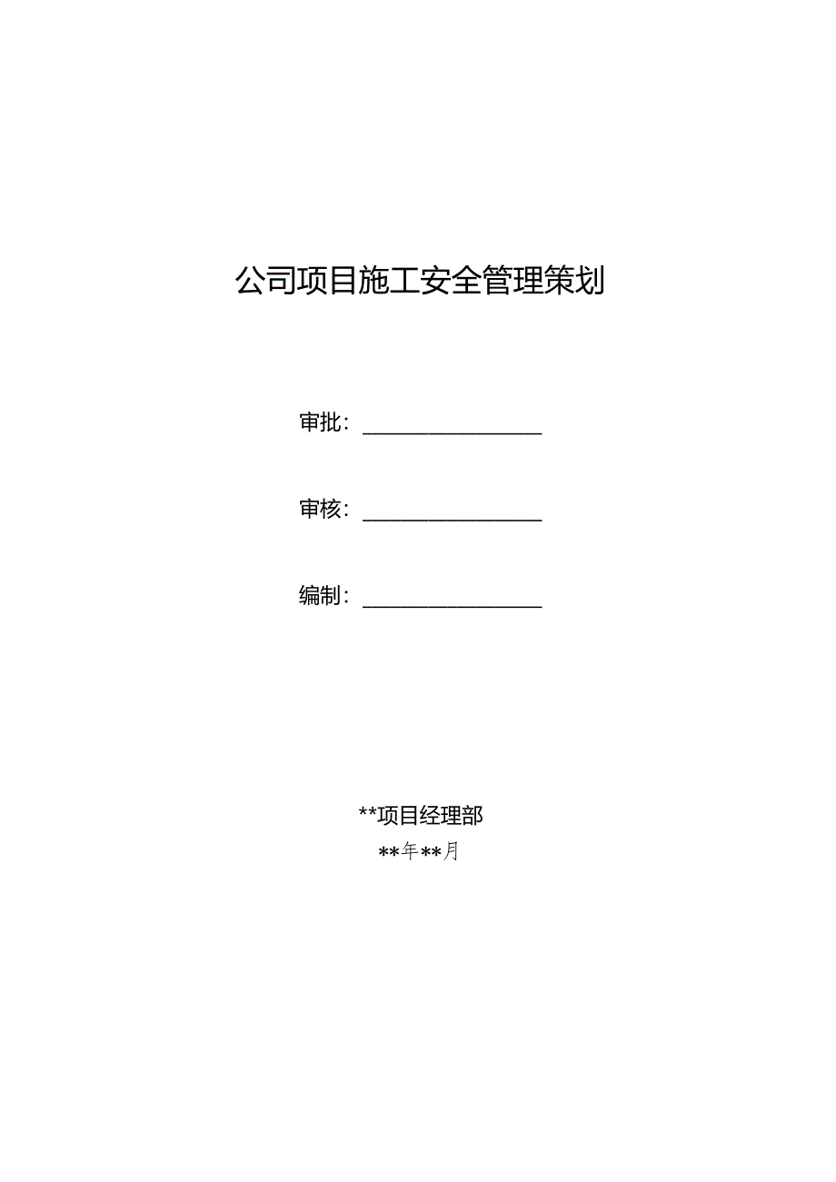 公司项目施工安全管理策划.docx_第1页