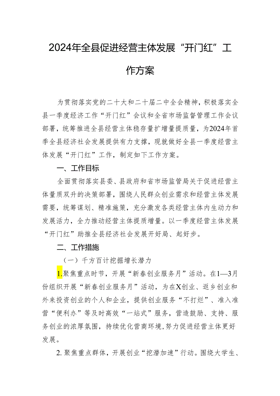 2024年全县促进经营主体发展“开门红”工作方案.docx_第1页