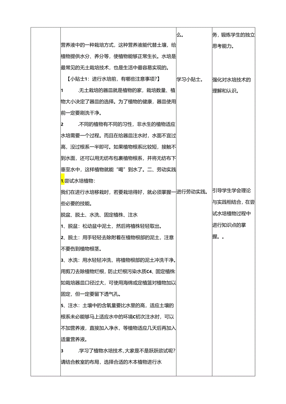 湘人版劳动实践七年级下册任务三项目2、植物水培技术 教案.docx_第2页