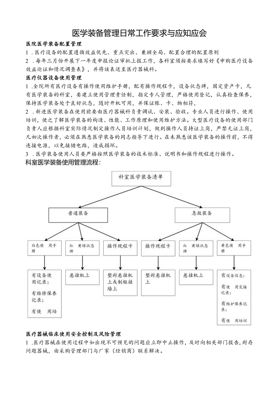 医学装备管理日常工作要求与应知应会.docx_第1页