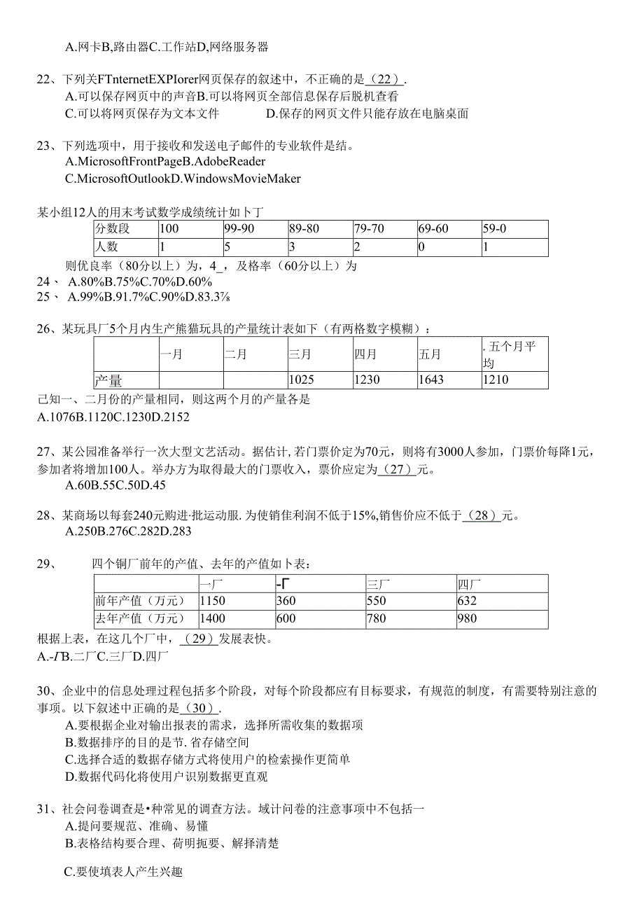 初级信息处理技术员2009上半年上午试题.docx_第3页