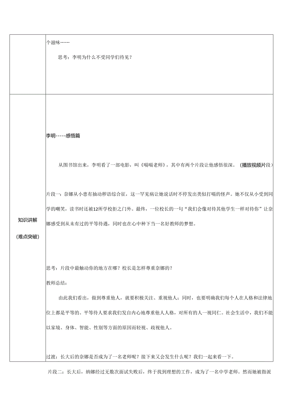 8年级上册道德与法治部编版教案《尊重他人》.docx_第2页