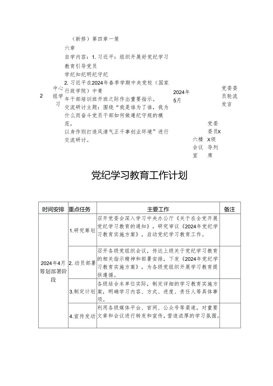 2024年乡镇党纪学习教育工作计划（6份）.docx_第2页