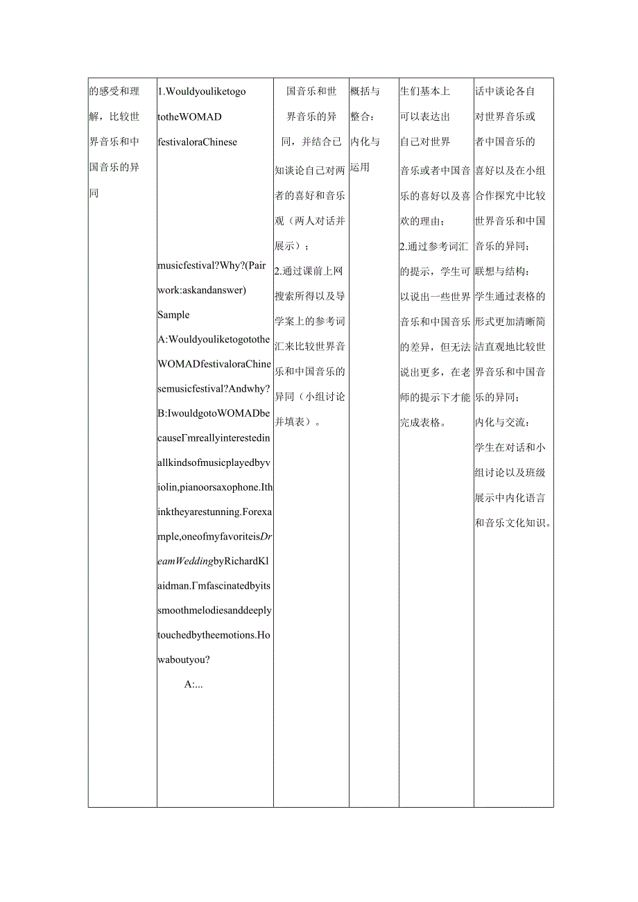 人教版（2019）必修第二册Unit 5 Music Video Time 教学设计（表格式）.docx_第3页