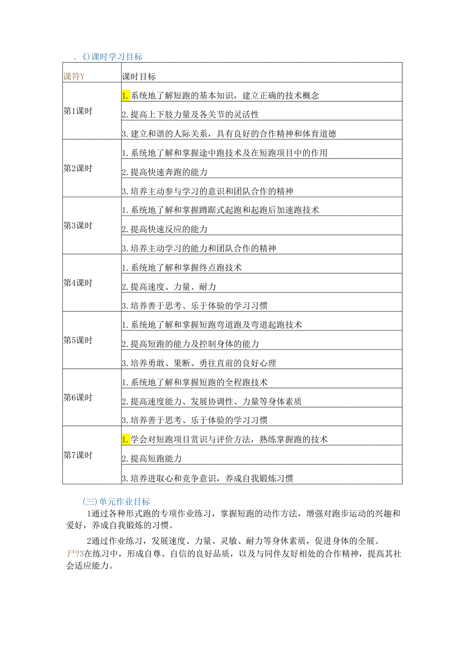 七年级上册体育《短跑》单元作业设计 (优质案例20页).docx_第3页