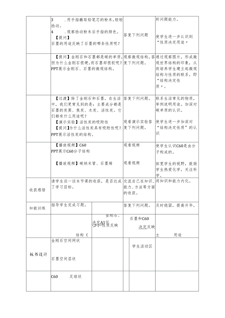 人教版九年级上册 第六单元 课题1《金刚石、石墨和C60》第1课时教案 .docx_第2页