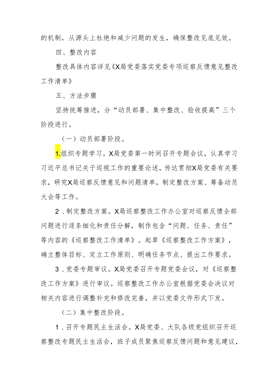 XX局落实党委专项巡察意见整改工作方案.docx_第3页