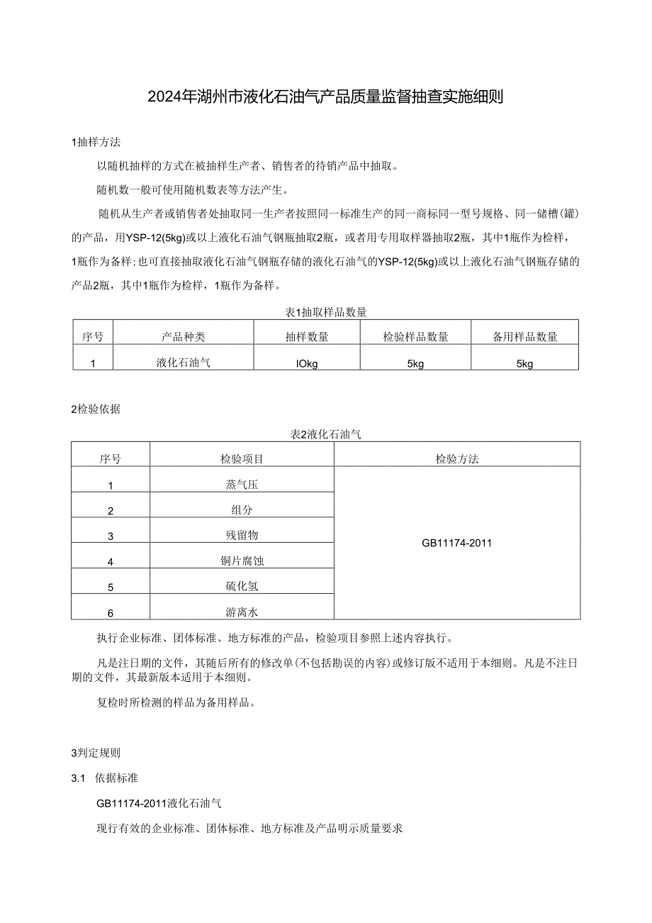 2024年湖州市液化石油气产品质量监督抽查实施细则4.22.docx_第1页