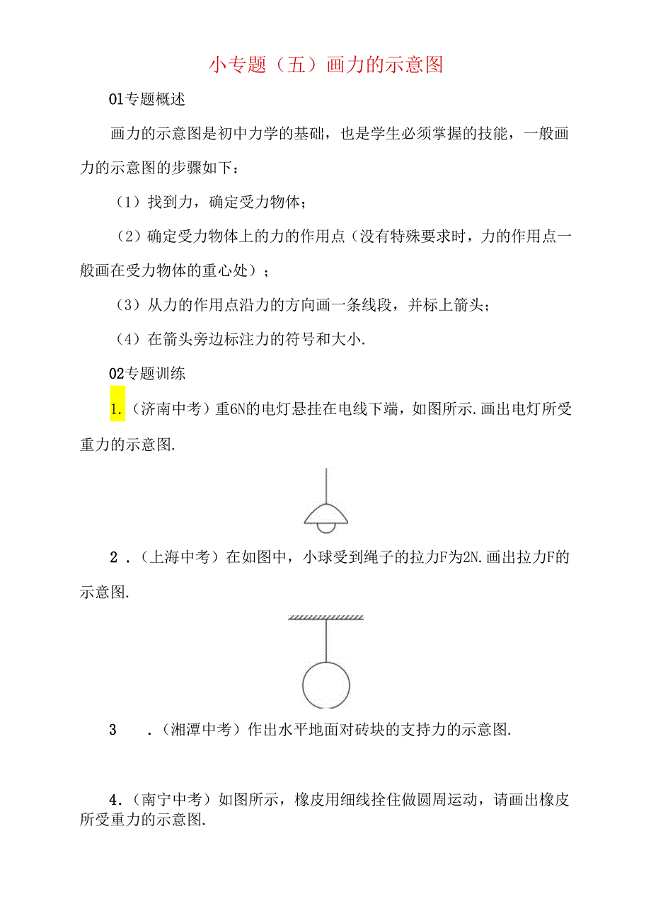 小专题(五)画力的示意图测试题.docx_第1页