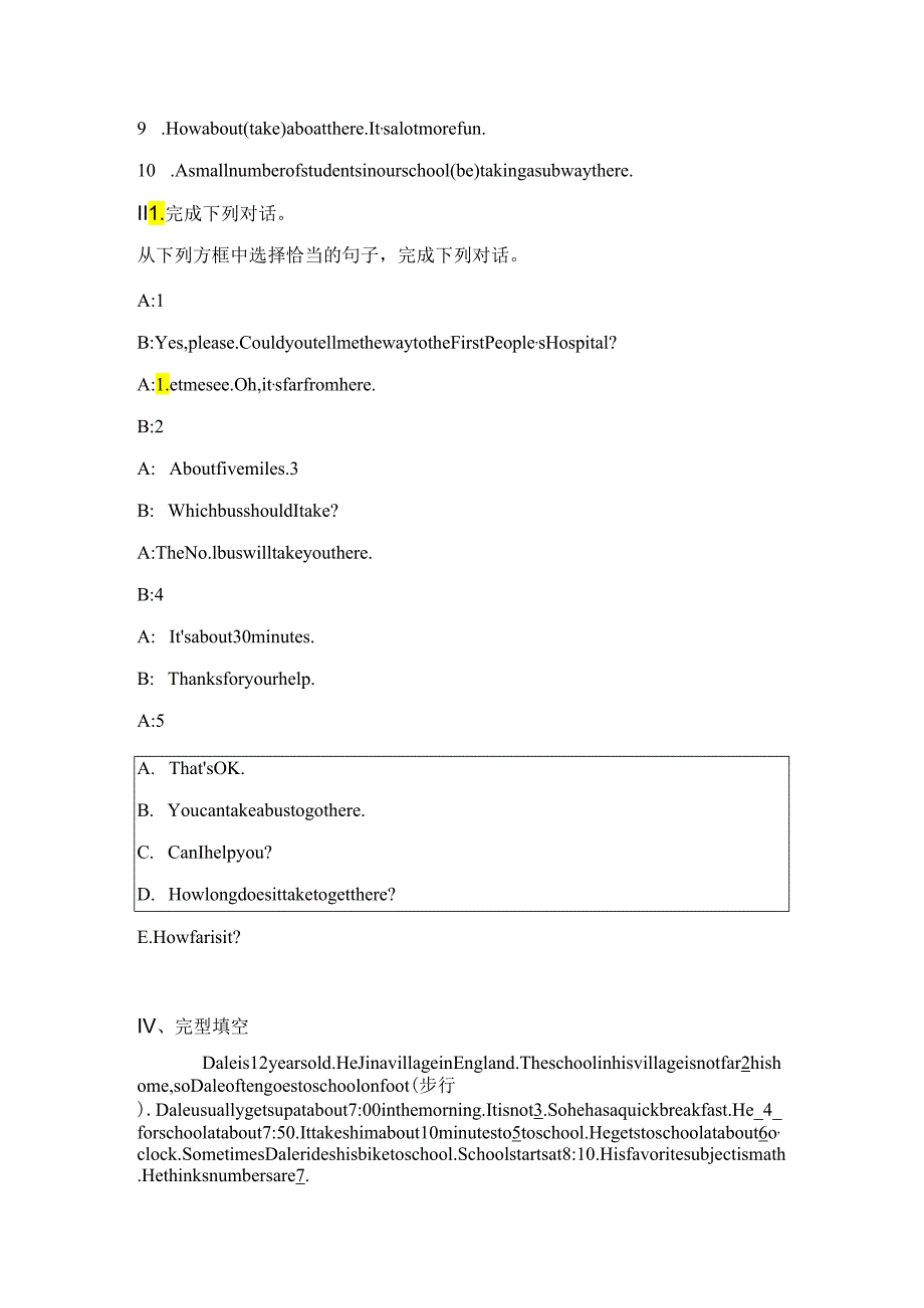 Unit3 How do you get to school单元练习题.docx_第3页