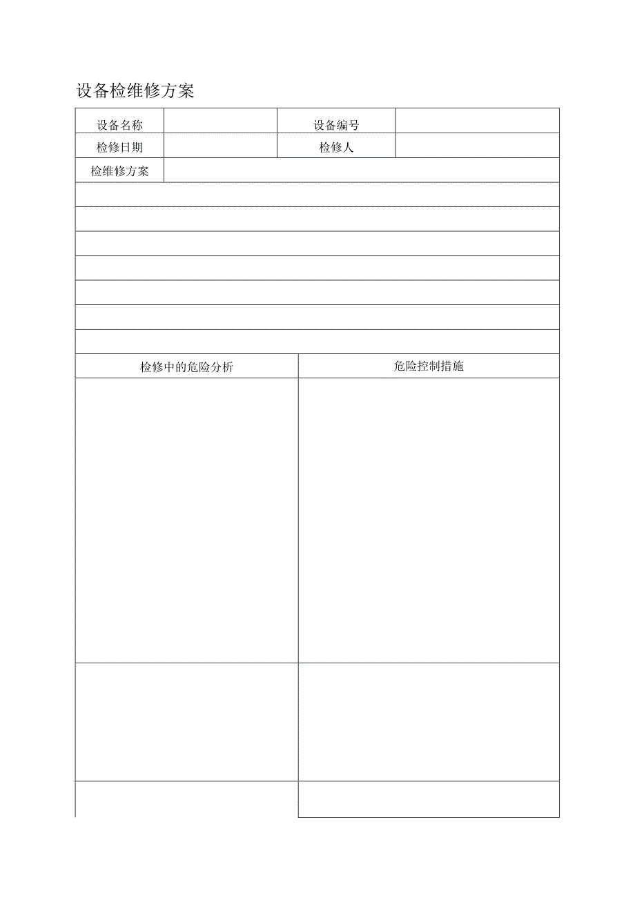 设备检维修方案.docx_第1页