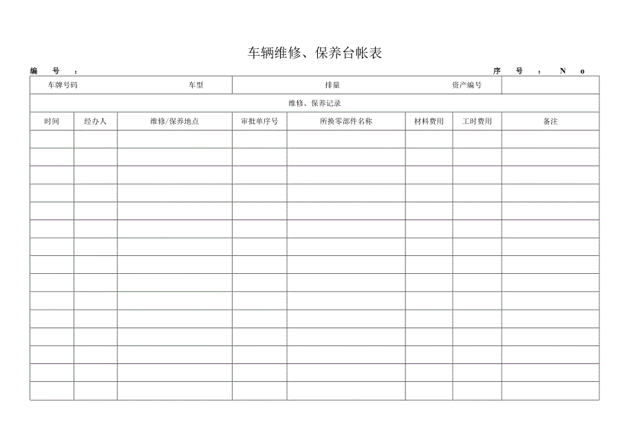 车辆维修、保养台帐表.docx_第1页