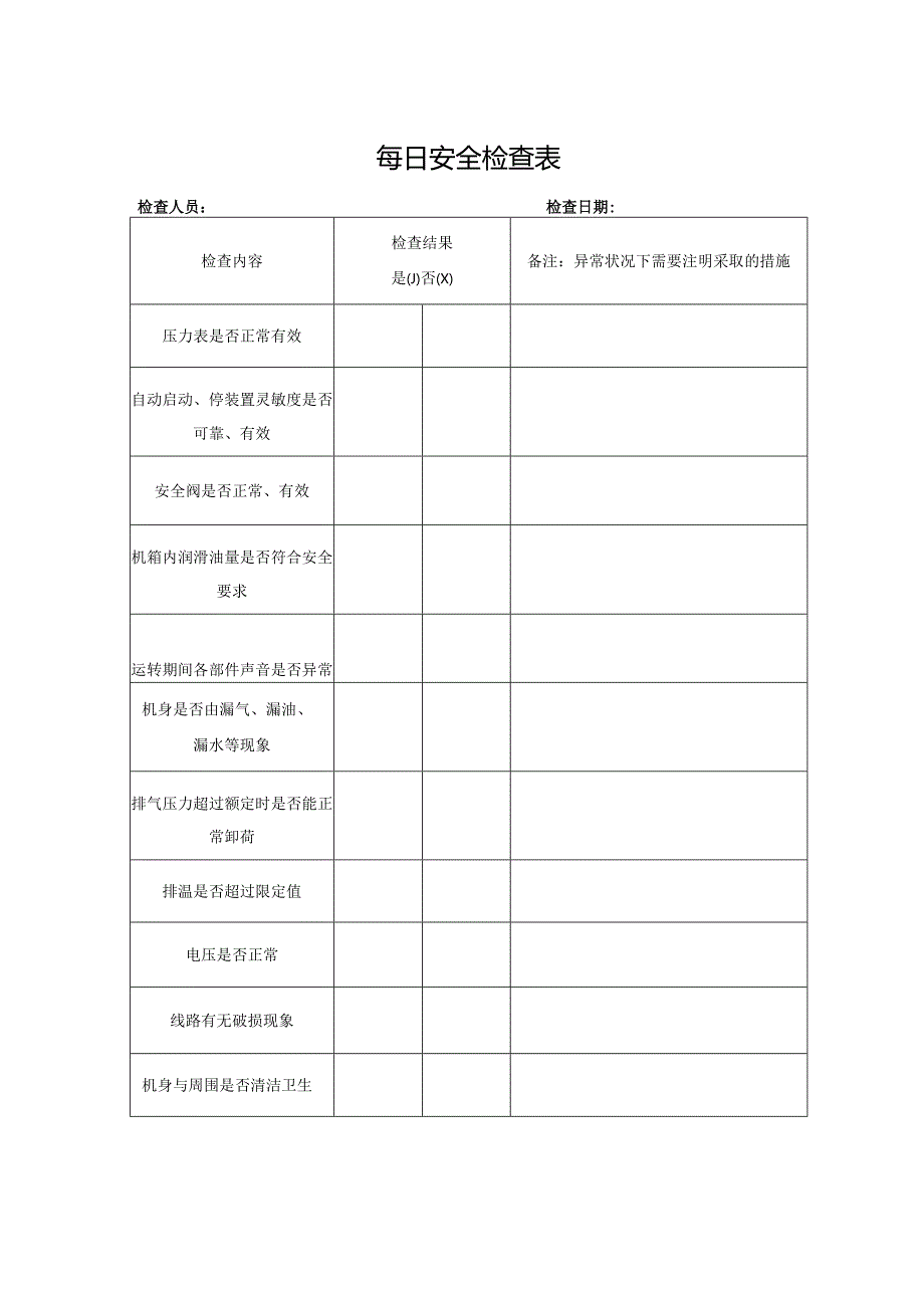 每日安全检查表.docx_第1页