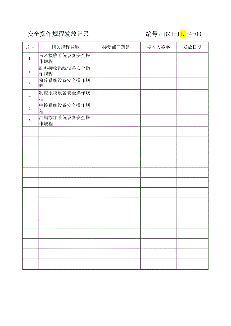 安全操作规程发放记录.docx_第1页