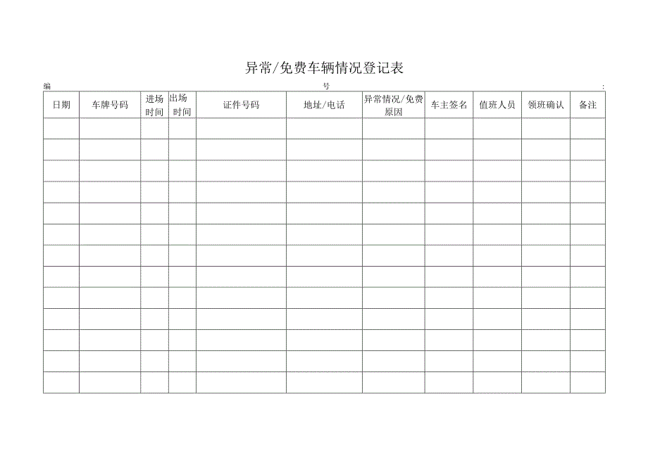 异常免费车辆情况登记表.docx_第1页