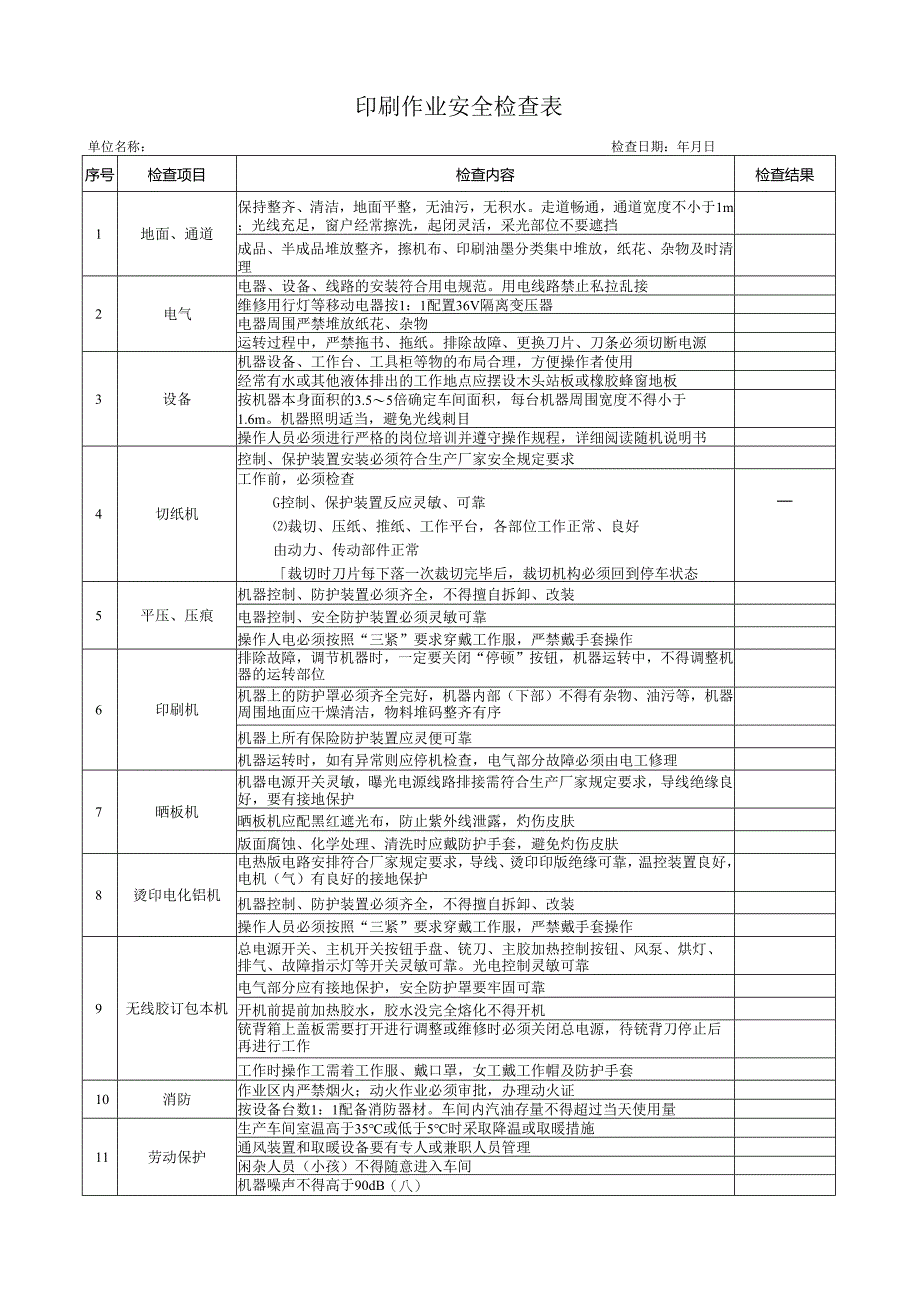 印刷作业安全检查表.docx_第1页