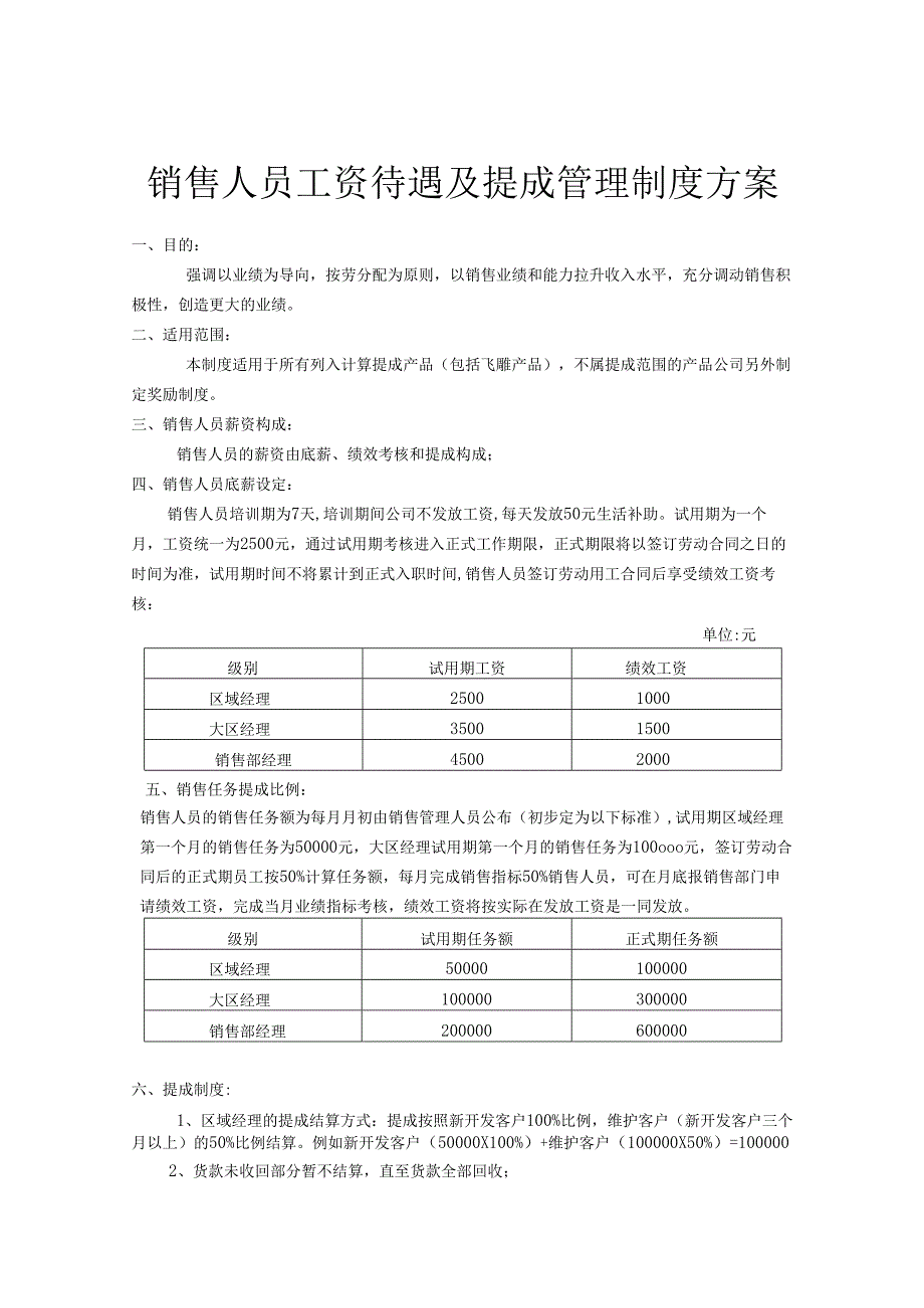 营销人员薪酬制度管理方案-精选5份.docx_第1页