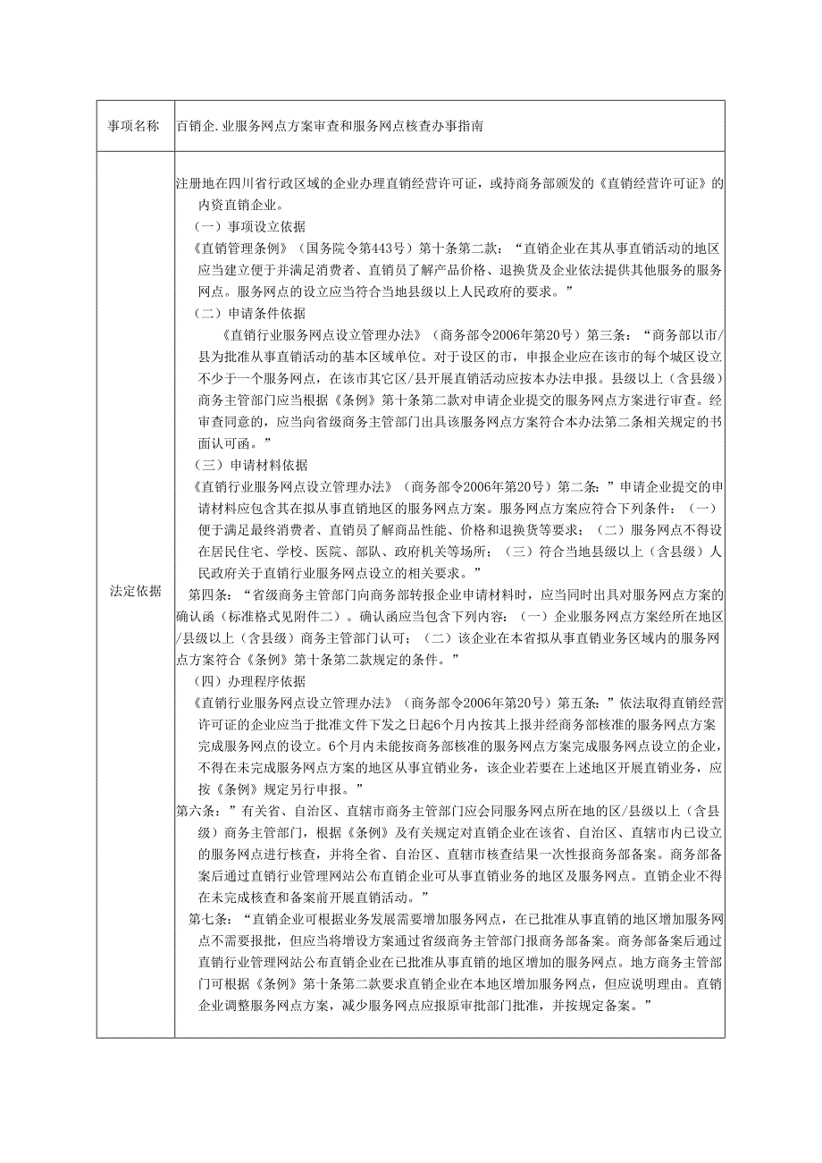 直销企业服务网点方案审查和服务网点核查办事指南.docx_第1页