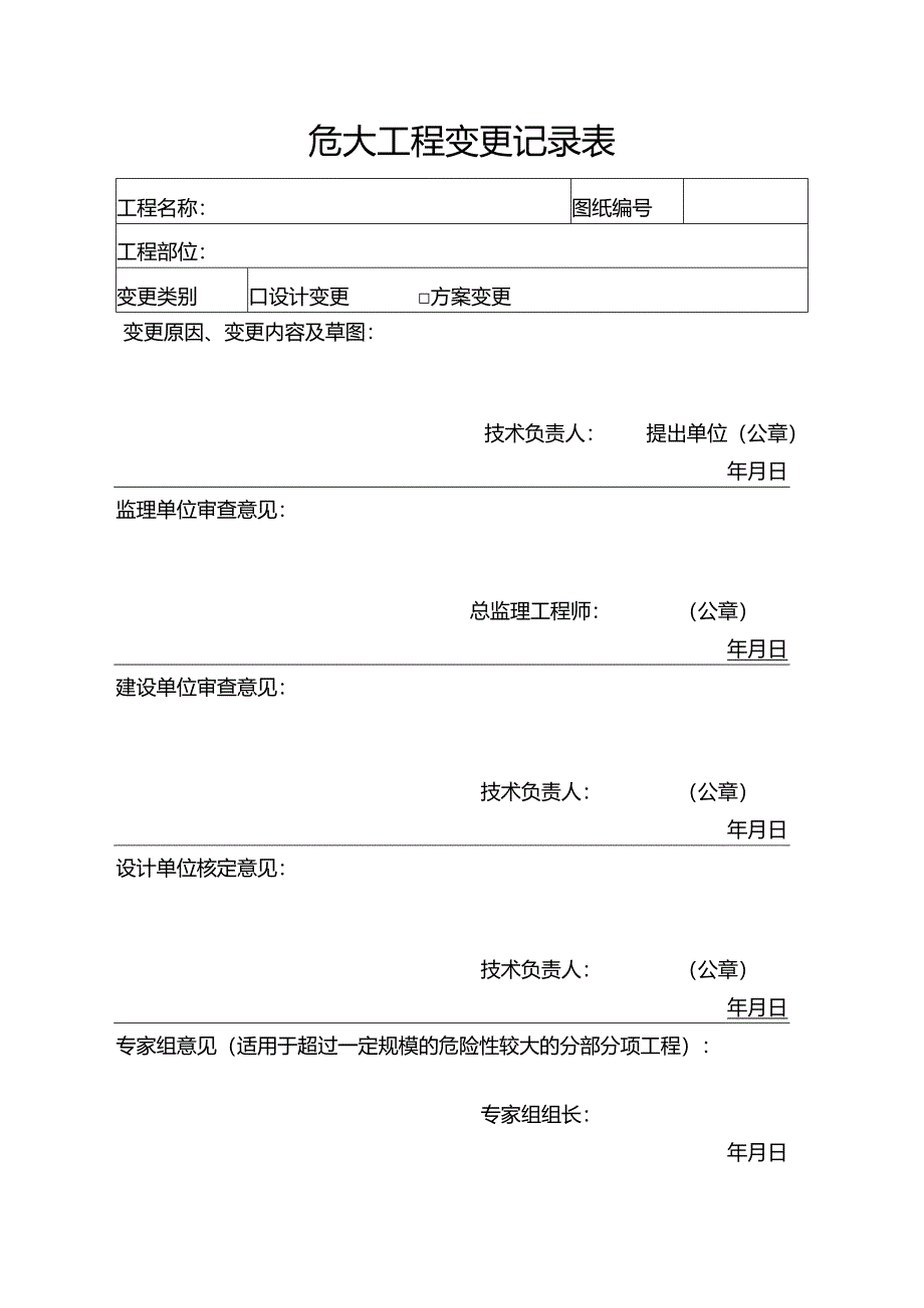 危大工程变更记录表.docx_第1页