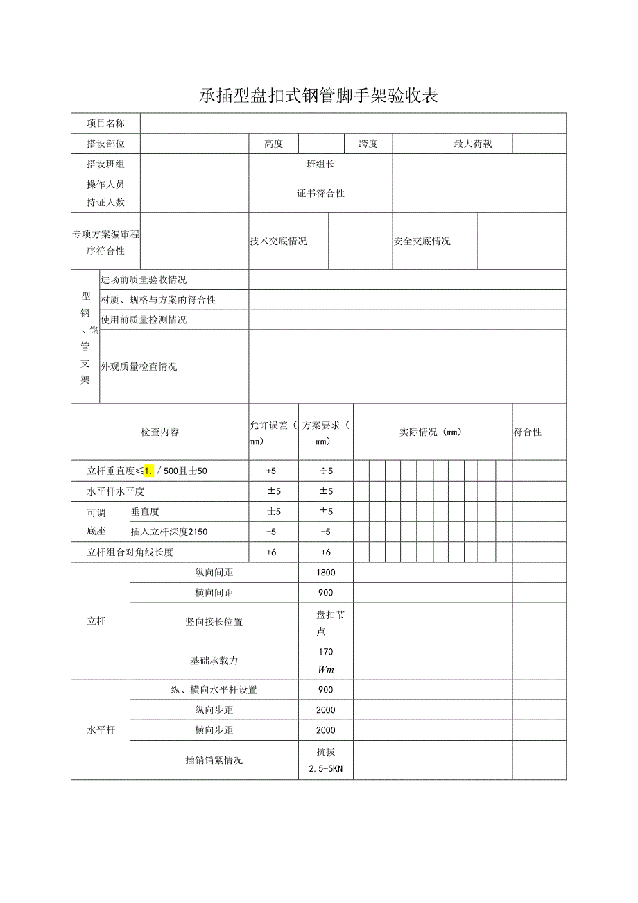 承插型盘扣式钢管脚手架验收表.docx_第1页