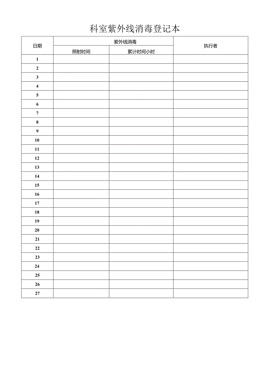 科室紫外线消毒登记本.docx_第1页