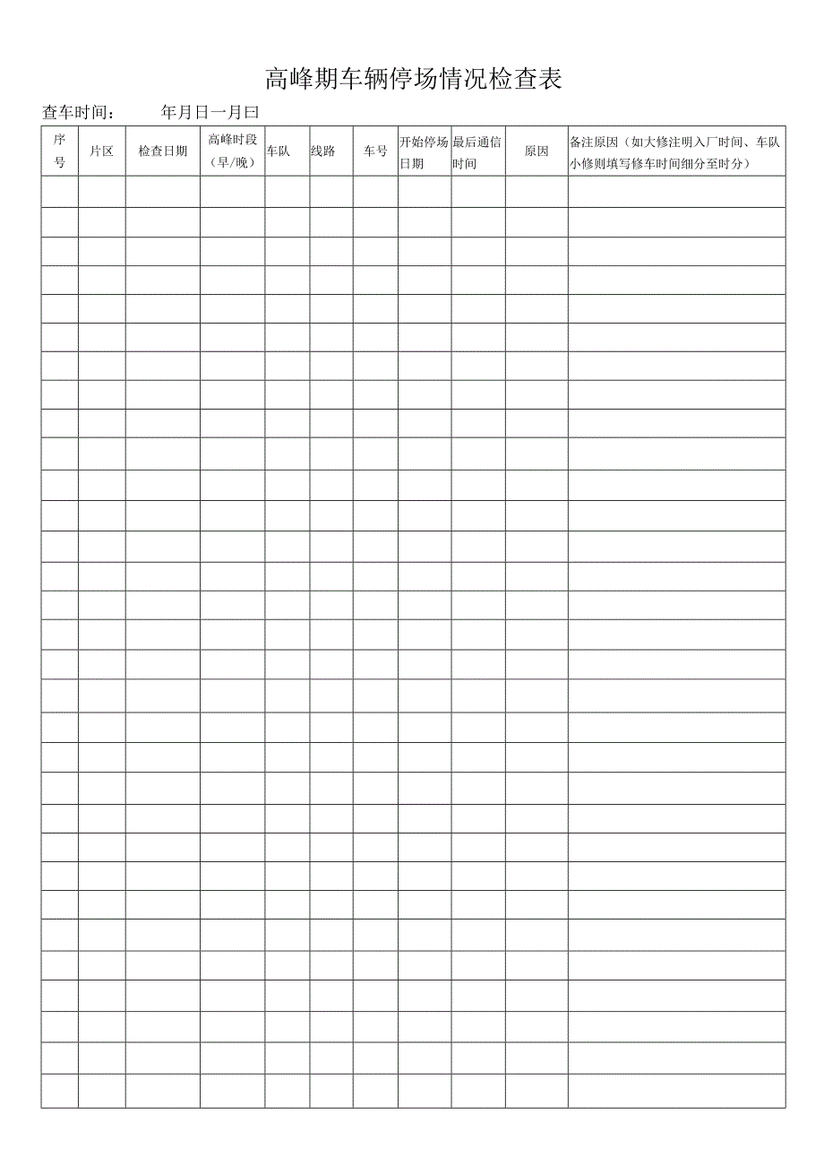高峰期车辆停场情况检查表.docx_第1页