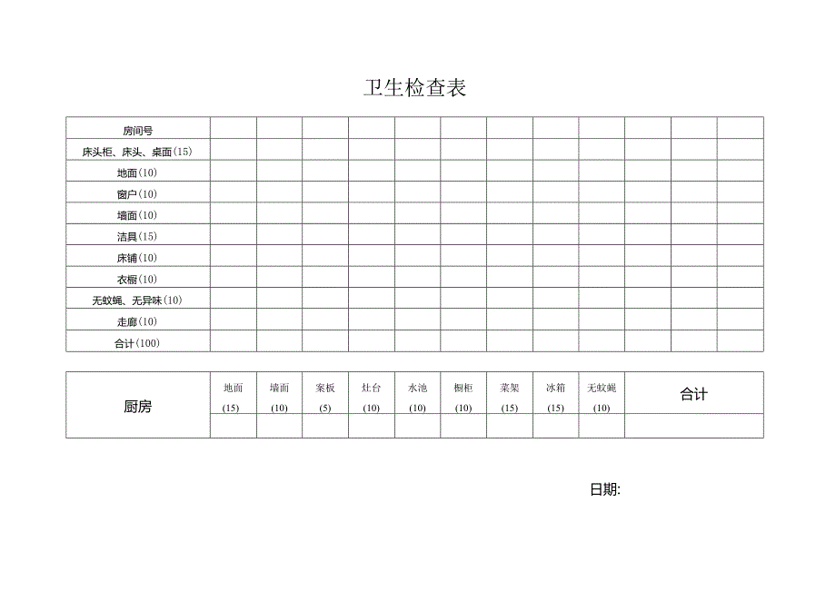 卫生检查表（标准样本）.docx_第1页