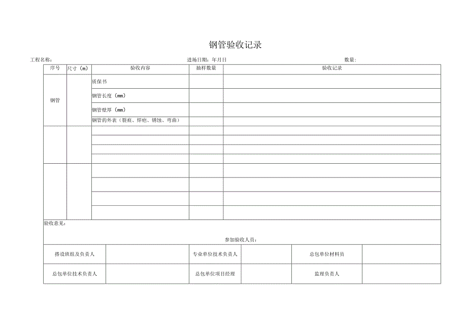 钢管验收记录表.docx_第1页